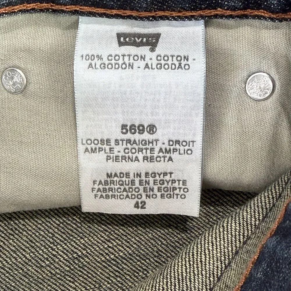 Levis 569 Loose Straight Denim Shorts Mens 42 Fade Wash Blue Jean Y2K 2010